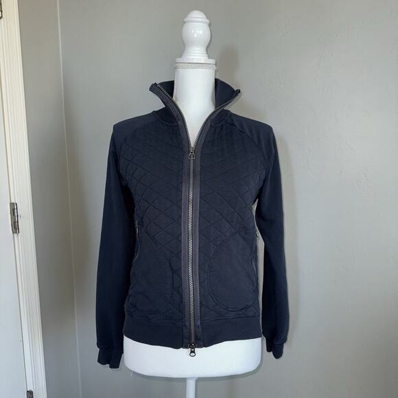 Noble Outfitters Equestrian Apparel Woman’s Quilted Jacket Size S Navy Blue - Picture 2 of 11